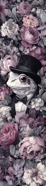 Free printable frog bookmark featuring black hat with white frog